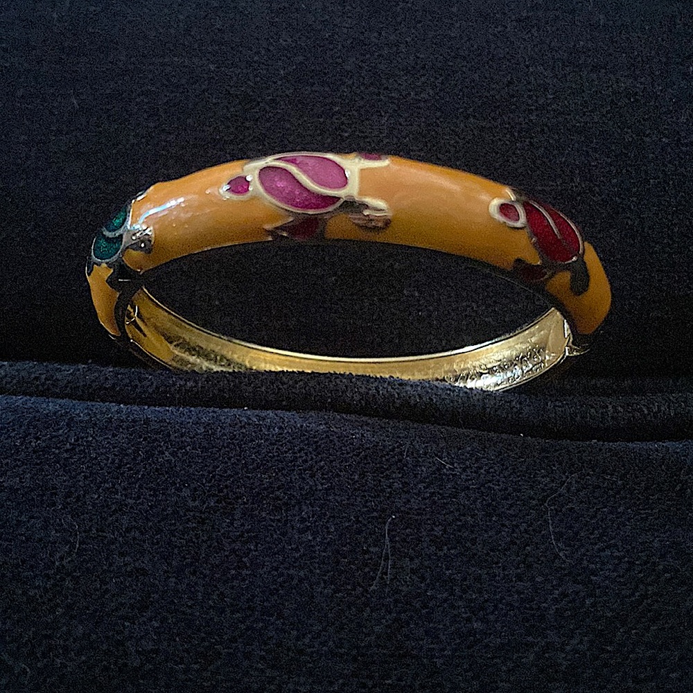 Hinged sea turtle bangle bracelet (yellow enamel)